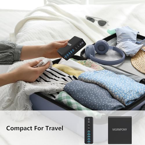 320W USB C Charger Block, 10-Port USB C Charging Station GaN III PD 65W Laptop Fast Charger Adapter for MacBook Pro/Air, DELL, iPad, iPhone, Samsung Galaxy Black - color: Black