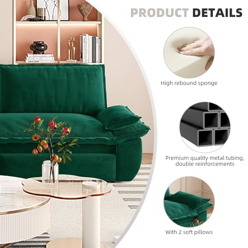 KEIKI 73.2" Pull Out Sofa Bed Queen, 3-in-1 Convertible Sleeper Couch with Smooth Rolling Wheels, Velvet Futon Sofa Bed for Guest Room Bedroom Overnight Sleeping Space Saving Couch - color: Green, size: 73.2 Inch Queen