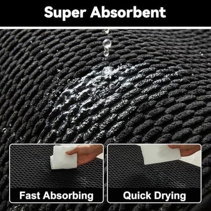 Triohero Bathroom Rugs Non Slip Washable, Super Absorbent Thin Bath Mat Small Quick Dry Low Pile Bathroom Rug, Black 16"x24" - color: Black, size: 16"x24"