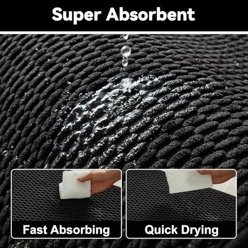 Triohero Toilet Rug, Thin Toilet Rugs U Shaped Washable Non Slip Absorbent Quick Dry Low Pile Toilet Mat, Black 20"x24" U Shape - color: Black, size: 20"x24" U Shape