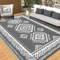 OMERAI Reversible Waterproof Outdoor Rug for Backyard,Plastic Textured Resistant Outdoors Rugs,Portable Washable Easy Cleaning Foldable Camping Beach Carpet for Patio Courtyard, 6'x9' Gray & White
