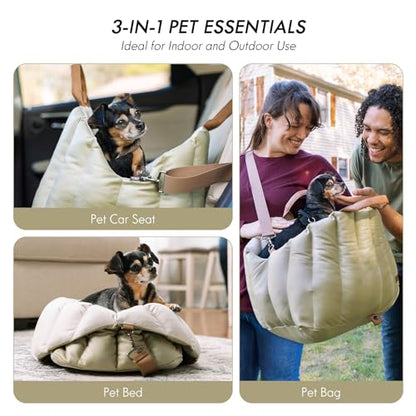 ClevaHome Small Dog Car Seat & Travel Carrier & Pet Bed, Non-Slip Booster Seat for Dogs up to 10lbs, Fashionable Pet Carrier Bag for Indoor and Outdoor - style: Polyester