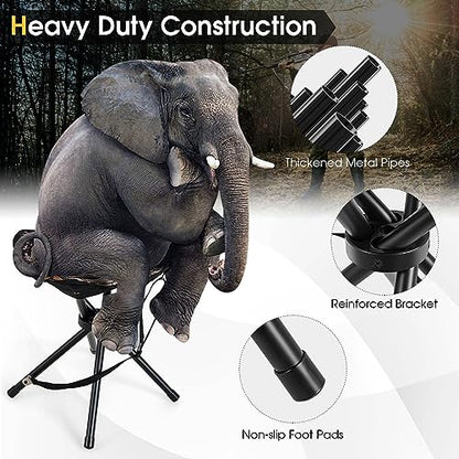 HAPPYGRILL 2-Pack Folding Hunting Stools, Lightweight Portable Chairs with Metal Frame & Carrying Strap, Outdoor Blind Chairs for Hunting Camping Fishing, Camouflage