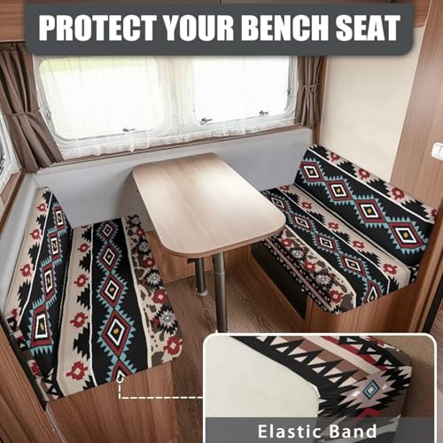 Navajo Print RV Dinette Cushions Covers Native American Tribal Geometric RV Couch Cushion Cover Booth Set 2 Cushion Couch Cover for RV Camper Sofa,Including 1 Bench Cover & 1 Backrest Cover - color: Navajo