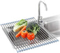 Seropy Roll Up Dish Drying Rack Over The Sink for RV Sink 17.5x15.7 in Kitchen Drying Rack Folding Dish Drainer Mat Rolling Dish Rack Foldable Rack Stainless Steel Wide Kitchen Dry Rack - color: Gray, size: 17.5 x 15.7 in