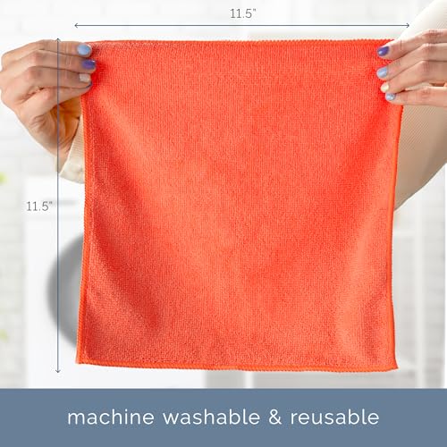 S&T INC. 100 Pack Microfiber Cleaning Cloth, Bulk Towels for Home, Reusable Microfiber Towels for Cars, Cleaning Rags, Assorted, 11.5 Inches x 11.5 Inches, 100 Count - size: 100 Pack
