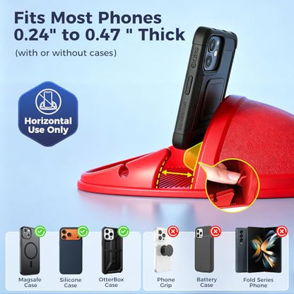 Loncaster Car Phone Holder, Car Phone Mount Silicone Car Pad Mat for Various Dashboards, Slip Free Desk Phone Stand Compatible with iPhone, Samsung, Android Smartphones, GPS Devices and More (Red) - color: Red