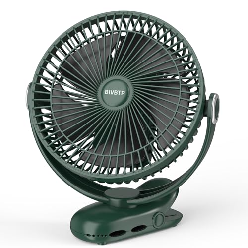 12000mAh Clip on Fan 30H Longest Runtime, 8in Portable Fan Rechargeable, Ultra Quiet with Heavy-Duty Clamp, USB Desk Fans for Golf Cart,Office Desk, Treadmill, Camping, Bedroom
