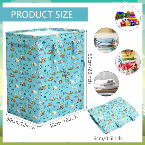60 L Large RV Collapsible Laundry Hamper with Lid and Drawstring Freestanding Waterproof Laundry Basket, Long Handles for Portability, Tall Clothes Baskets for Rv Camper Bedroom Bathroom Accessories