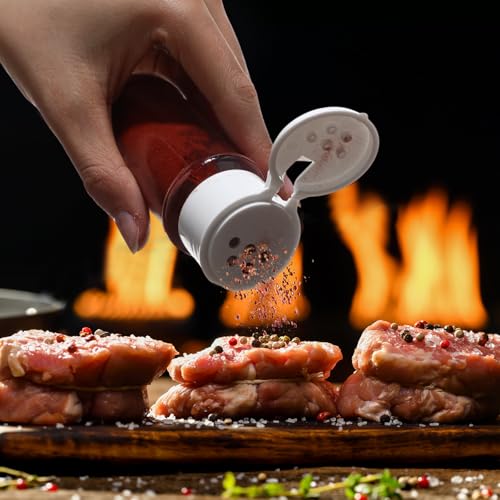 Amyhill 100 Pcs Plastic Spice Bottles Spice Jars Seasoning Jars Shaker Plastic Jars 3.3 Oz/ 100ml Seasoning Shaker with Shaker Lids(White Lid) - color: White Lid