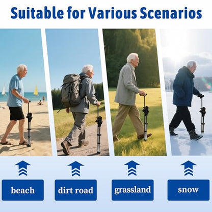 FATTCHIAR Cane with Seat, Cane Chair Capacity 330lbs, Adjustable Height Folding Lightweight Walking Stick with Seats, Portable Stool for Adults Seniors Hiking Camping