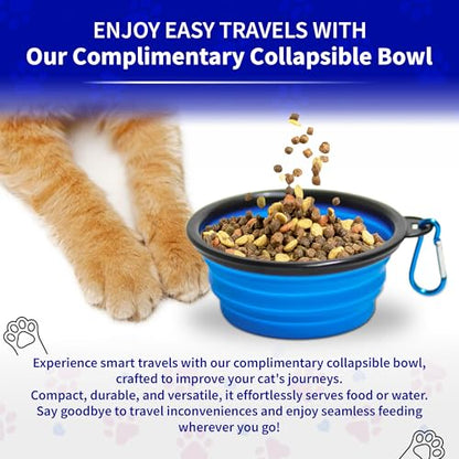 Pet Fit For Life - Vibrant Collapsible Travel Cat Litter Box - Portable, Foldable, Compact Design with Bonus Water Bowl - Ideal for Car & Camping - Reusable, Cats Safe - Teal, (16"x12"x5") - color: Teal