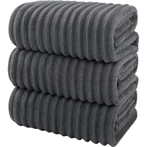 3-Piece Hand Bath Towels 14 X 29.6 Inchs, Quick-Dry Microfiber Washcloths with Hanging Loop, Soft & Absorbent Face Towels for Bathroom Kitchen Gym Travel - color: 3dark Grey