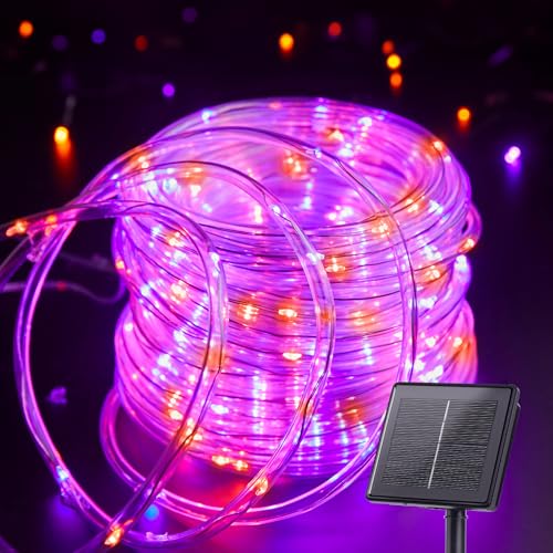 Brightown Solar Halloween Lights Outdoor, 39FT 100 LED String Lights With 8 Modes, Decoration Outdoor, Waterproof Solar String Lights for Outside Tree Yard Party, Orange & Purple - color: Orange&Purple, size: 100 LED