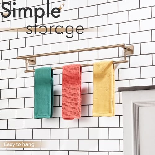 KOKOSIRI Towel Bars 32-Inch Bathroom Towel Holder Champagne Bronze Double Bath Towel Racks Wall Mounted Stainless Steel B5009CPG-L32 - color: Champagne Bronze, size: 32-Inch