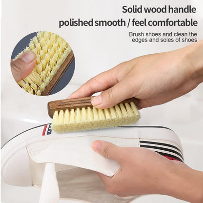 MAXIMILIAN Shoe Shine Brush Kit 3Pcs Solid Wood Horsehair Brushes for Polishing Crepe Suede Shoes Brush Soft Bristles Leather&Nubuck Cleaning kit Remove Stains Remove Spots Restore Suede