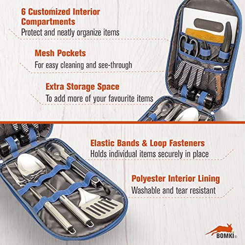BOMKI Grilling & Camping Cooking Utensils Set - BBQ & Camping Kitchen Set with Case - style: Blue Lite
