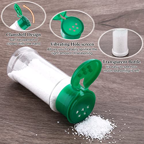 Amyhill 100 Pcs Plastic Spice Bottles Spice Jars Seasoning Jars Shaker Plastic Jars 3.3 Oz/ 100ml Seasoning Shaker with Shaker Lids(Green Lid) - color: Green Lid