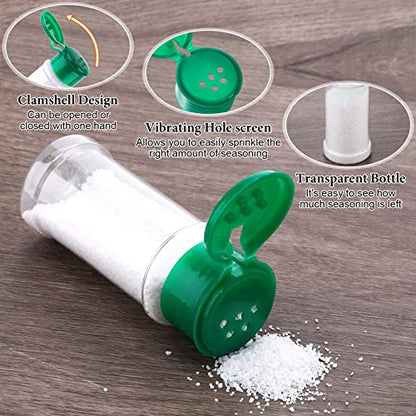 Amyhill 100 Pcs Plastic Spice Bottles Spice Jars Seasoning Jars Shaker Plastic Jars 3.3 Oz/ 100ml Seasoning Shaker with Shaker Lids(Green Lid) - color: Green Lid