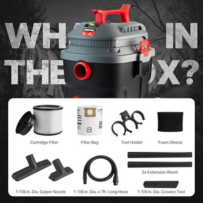 Shop-Vac 6 Gallon 5 Peak HP Wet/Dry Vacuum, Portable Shop Vacuum with Attachments for Jobsite, Garage & Workshop. 5430097 - size: 6 Gallon