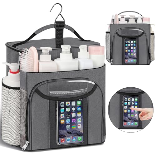 Attmu Shower Caddy Portable, Hanging Shower Bag for Dorm Room College, Large Capacity Quick Dry Mesh Tote Bag for Travel Camping Essentials (Gray) - color: Gray