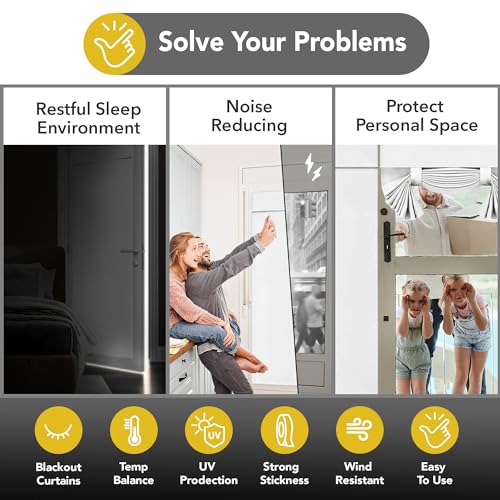 Deconovo Blackout Door Curtain Thermal Insulated Privacy Panel for Front Door & Small Windows, Light Blocking, 1 Panel, 26"x69", White
