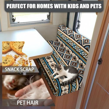 Aztec Pattern RV Dinette Cushion Covers (1 Bench Cover & 1 Backrest Cover), Washable RV Sofa Seat Slipcovers Replacement - color: Aztec Pattern