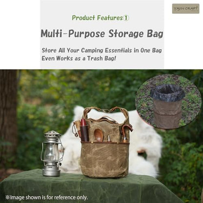 Camping Cookware Storage Bag, Canvas Camp Kitchen Organizer for Cooking Utensils, Pots, Pans & Mess Kit – Heavy-Duty Water-Resistant Outdoor Storage Case M - size: M