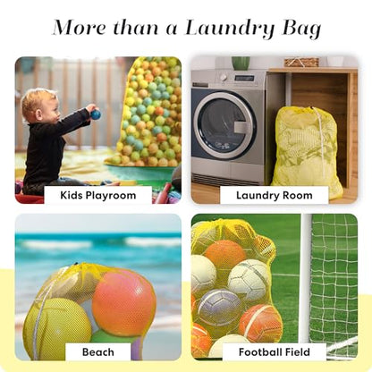 Handy Laundry Mesh Laundry Bags XL 24" x 36" – Heavy Duty, Durable Drawstring Bag for Delicates, College Dorm, Travel, Storage, Machine Washable, Foldable, 2-Pack (Yellow) - color: Yellow