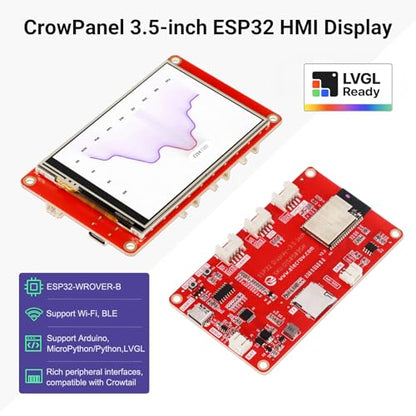 ELECROW ESP32 Display 480x320, 3.5 Inch HMI Touch Screen SPI TFT LCD Touchscreen with Acrylic Case, 32-Bit LX6 Dual-Core Processor, Up to 240MHz, Compatible with Arduino, LVGL, PlatformIO, MicroPython