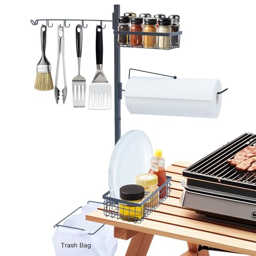 Griddle Caddy for Blackstone, 5-in-1 Outdoor Grill Organizer with Hanging Trash Bag Holder | Grill Tool Holder for Camping BBQ Accessories Storage | Grilling Gifts for Men, Dad, Father's Day - style: grill organizer B (with Protective pad)