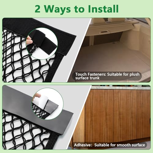CARFIB Car Net Pocket Trunk Organizer RV Wall Bag Elastic Small Cargo Nets Mesh Adhesive for SUV Boat 4pcs