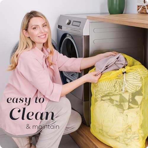 Handy Laundry Mesh Laundry Bags XL 24" x 36" – Heavy Duty, Durable Drawstring Bag for Delicates, College Dorm, Travel, Storage, Machine Washable, Foldable, 2-Pack (Yellow) - color: Yellow