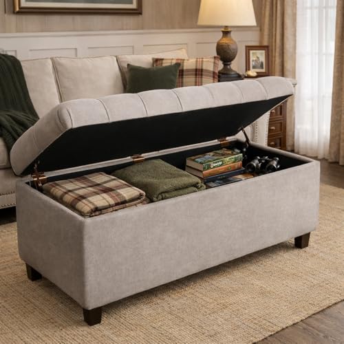 HomePop Ainsley 40" Storage Ottoman Bench - Grey - color: Grey