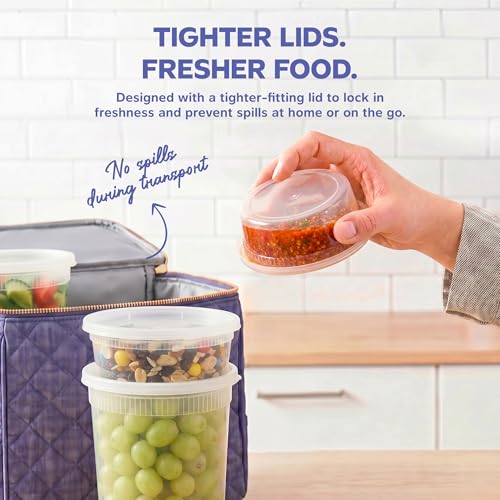 GUSTO 8 oz. Plastic Deli Disposable Food Storage Containers with Airtight Lids - [48 Sets] Slime Containers (Formerly Comfy Package) - size: 8 oz