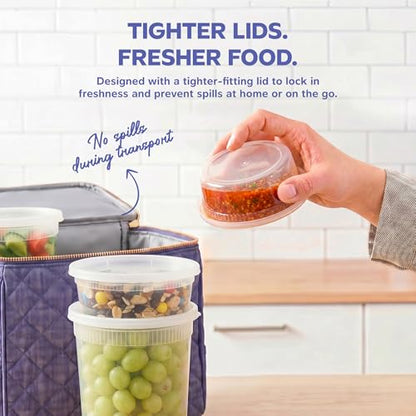 GUSTO 8 oz. Plastic Deli Disposable Food Storage Containers with Airtight Lids - [48 Sets] Slime Containers (Formerly Comfy Package) - size: 8 oz