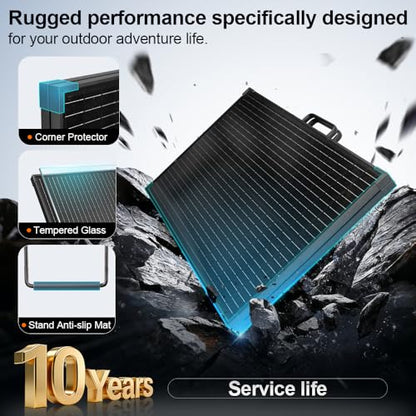 DOKIO Solar Suitcase 100W Portable Foldable Solar Panel 18v Monocrystalline 23.8 * 19.3 * 1.3in with Controller to Charge 12 Volts Batteries (All Lead/Acid Types: Vented AGM Gel) RV Camping Marine