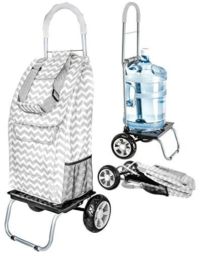 dbest products Trolley Dolly Shopping Grocery Foldable Cart Storage Mom, Grey Chevron - color: Grey Chevron, style: Cart