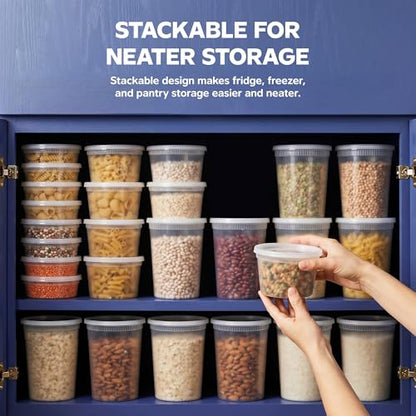 GUSTO [48 Sets 16 oz. Plastic Deli Disposable Food Storage Containers With Airtight Lids (Formerly Comfy Package) - size: 16 oz