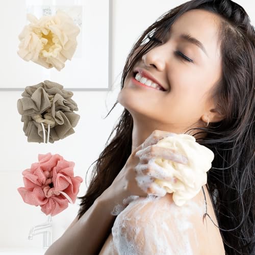 3 Pcs Soap Bar Loofah, 2 in 1 Bar Soap Loofah Pouch Can Hold Soap Effective Exfoliation for Bathing (Khaki+ Beige + Pink) - style: Khaki+ Beige + Pink