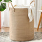 80L Extra Large Jute Laundry Hamper Tall Woven Laudnry Basket Wicker Rope Clothes Hamper Boho Blanket Basket in Living Room Bedroom 16"D x 22"H - color: Jute, size: Extra Large (80L)