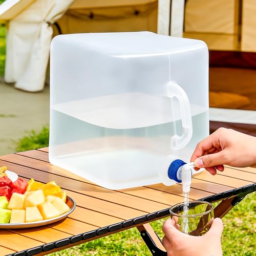 2 Pack 5.3 Gallon Collapsible Water Container with Spigot, BPA-Free Food Safe Water Storage Jug, Portable Foldable Canteen for Outdoor Camping Hiking Emergency Home Use Canteen