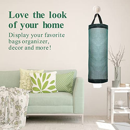 TOGETRUE Plastic Bag Holder, Mesh Grocery Bag Holder Hanging Storage Bag Dispenser (Dark Green 2 Packs) - color: Dark Green 2 Packs