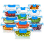 KOMUEE 24 Pieces Glass Food Storage Containers Set,Glass Meal Prep Containers, BPA-Free Airtight Glass Storage Containers with lids,Freezer, Microwave and Oven Safe,Blue - color: Blue