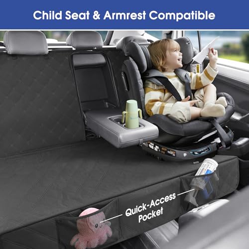 ALLANSING Upgraded 900D Heavy Duty Dog Back Bench Seat Cover, Car Seat Protector, Seatbelt & Armrest Compatible, Waterproof & Non‑Slip for Dogs & Kids, Fits Most Cars, SUVs & Trucks - size: Medium-54"W