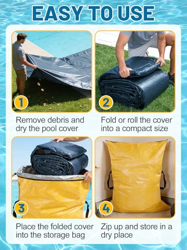 Biggun 47×57in Large Pool Safety Cover Storage Bag - Effortless Wide Stance Handles Pool Cover Bag with Smooth Zipper for Pools Storage (Yellow)