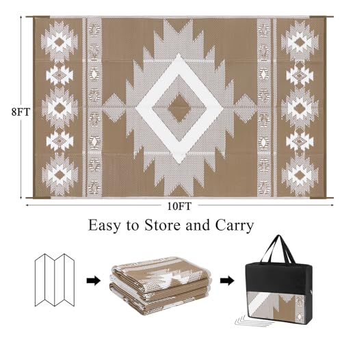 Outdoor Rug 8x10 ft for Patios Waterproof Reversible Plastic Straw Rug Patio Mat Clearance Outdoor RV Camping Mat Outside Area Rug Carpet for Porch,Deck,Camper,Balcony,Backyard