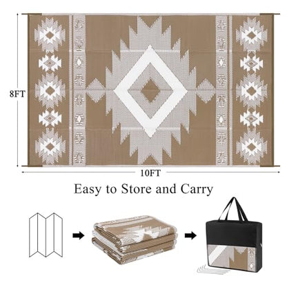 Outdoor Rug 8x10 ft for Patios Waterproof Reversible Plastic Straw Rug Patio Mat Clearance Outdoor RV Camping Mat Outside Area Rug Carpet for Porch,Deck,Camper,Balcony,Backyard