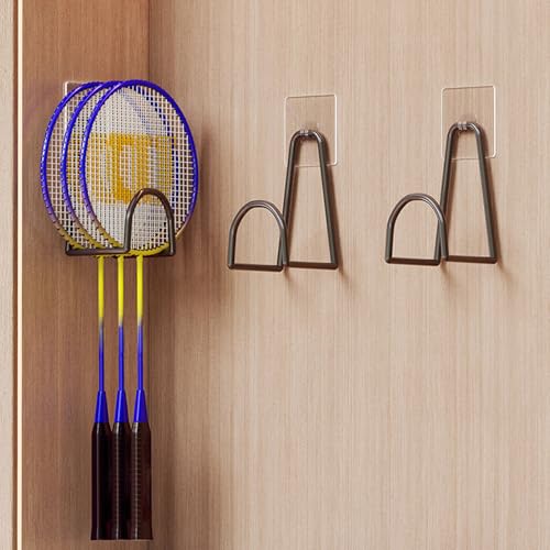 Multi Purpose Wall Mount Holder for Badminton Tennis Rackets Space Saving Organizers with Strong Adhesive Hook Wall Mount Holder