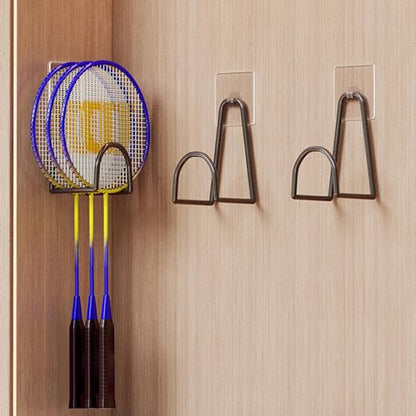 Multi Purpose Wall Mount Holder for Badminton Tennis Rackets Space Saving Organizers with Strong Adhesive Hook Wall Mount Holder